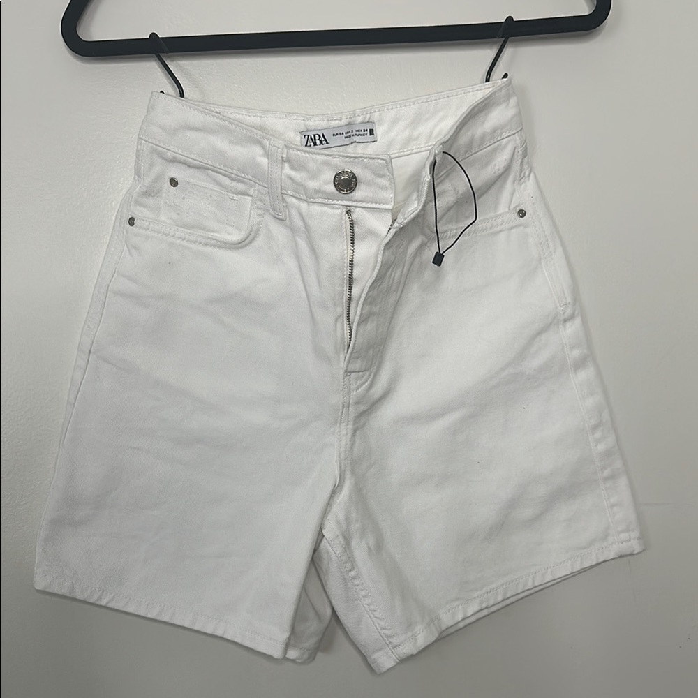 NWOT Zara High Waist White Denim Jorts